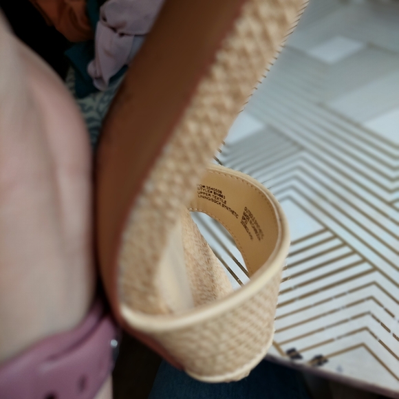 JCREW Strapy beige wicker thick chunky heel size 10 - Picture 7 of 9